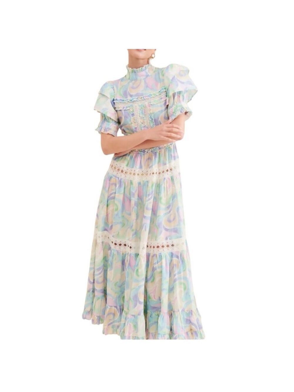 Love & Liberation  Pastel Multi-Color Swirl Maxi Dress